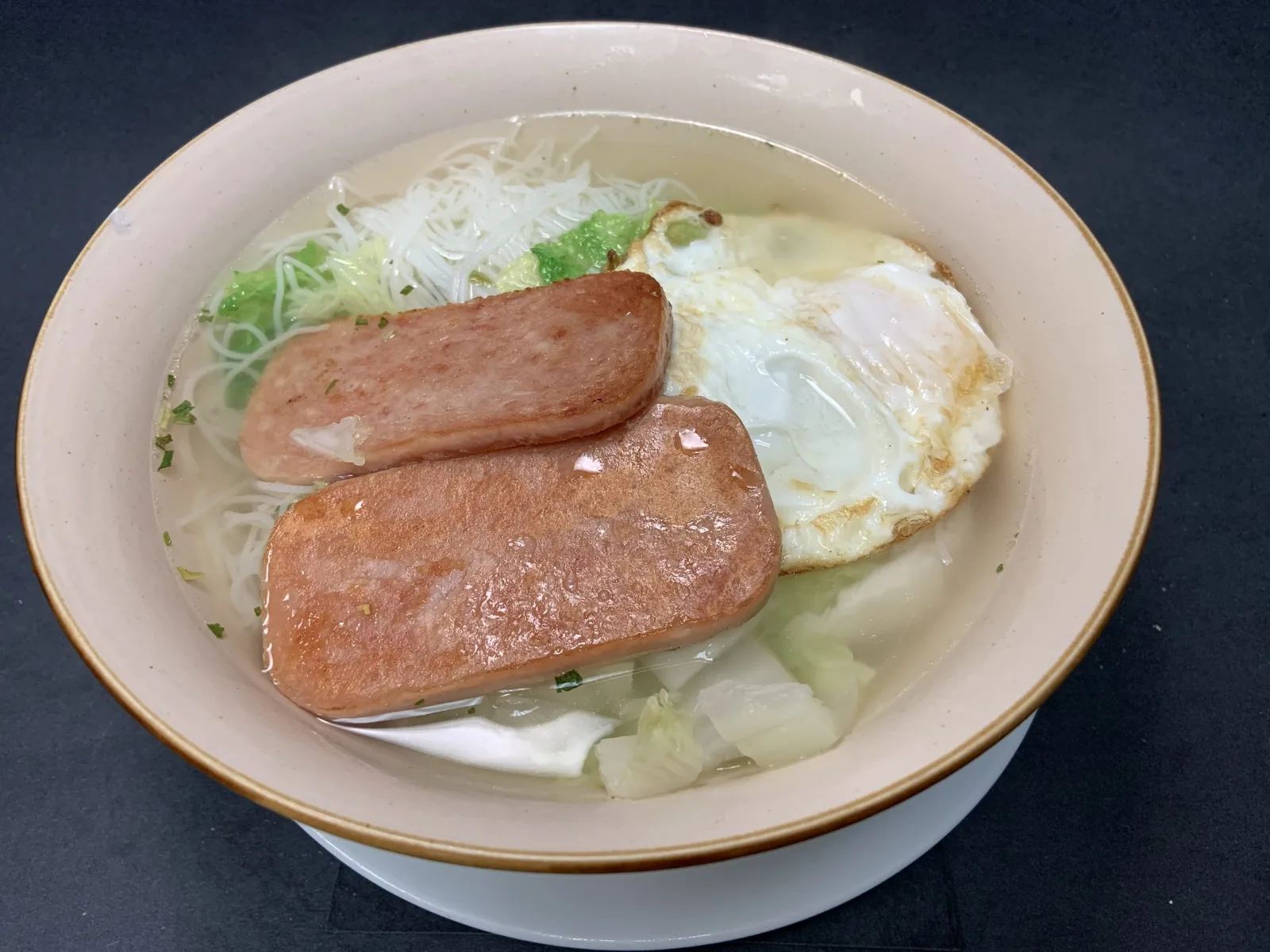 Luncheon Meat & Egg Noodle Soup