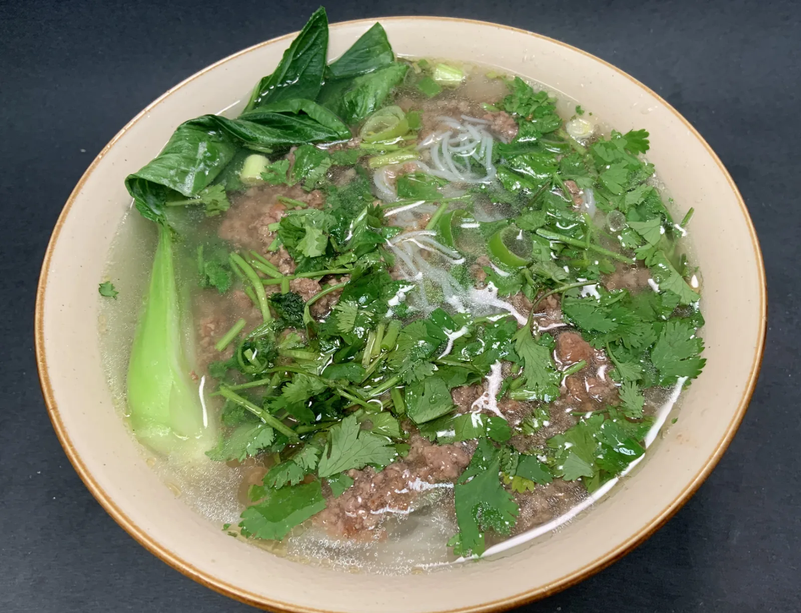 Minced Beef & Cilantro Noodle Soup