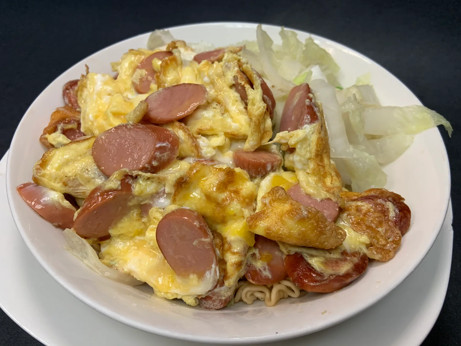 Savoury Mini Sausage & Fluffy Scrambled Egg Tossed Noodles