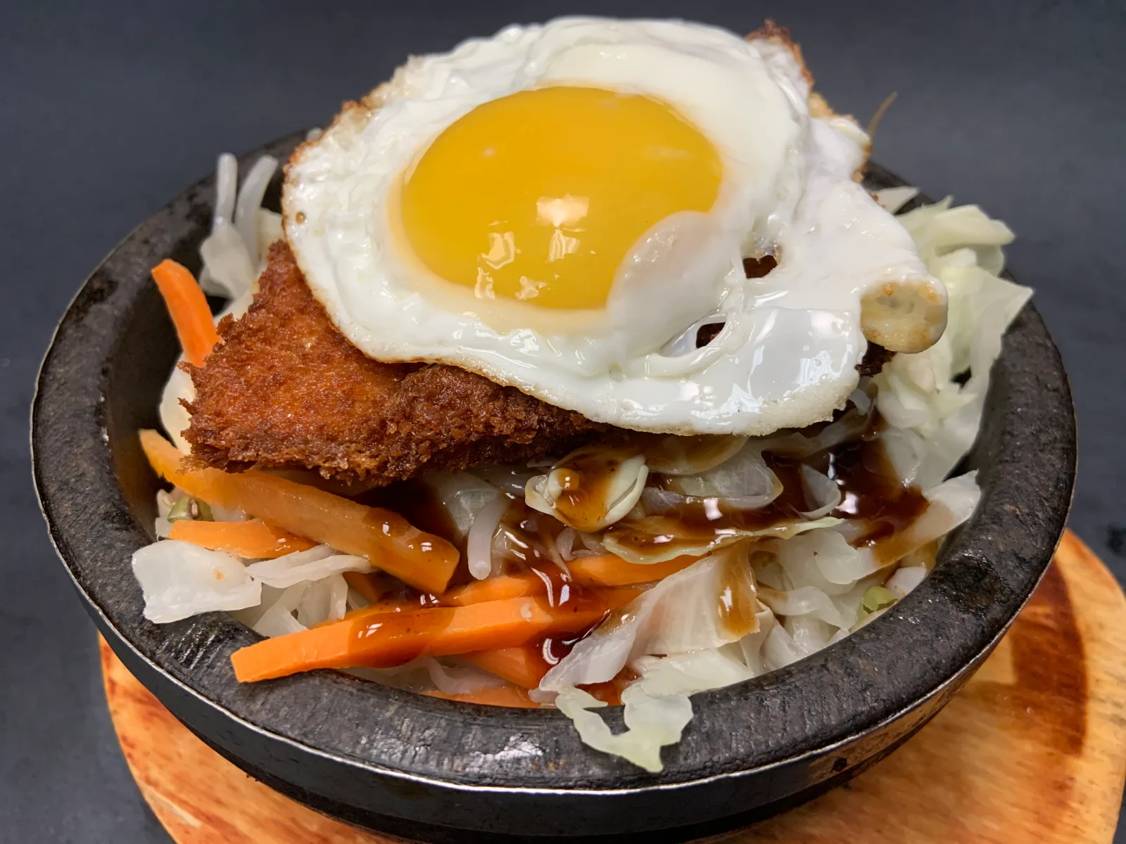 Stone Pot Cutlet Pork Chop with Rice & Sunny-Side-Up Egg